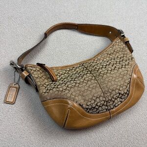 Coach Signature Canvas Shoulder Bag in Tan and Brown